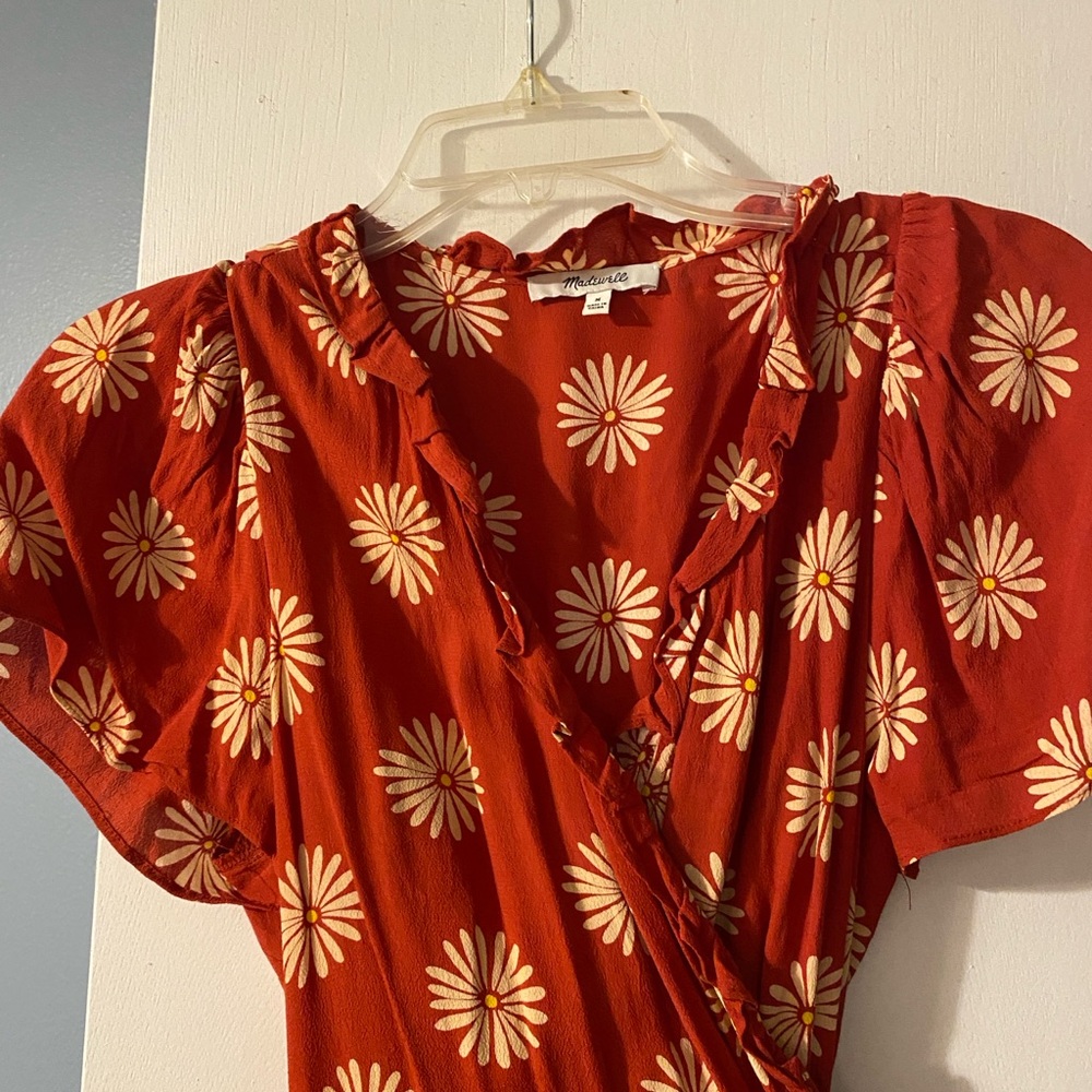 Madewell Red Floral Wrap Dress